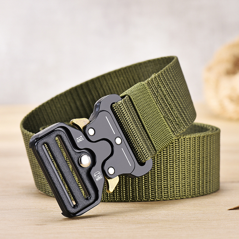 Cinturón táctico de los hombres Cobra función hebilla de nylon al aire libre cinturón de aleación hebilla de los hombres de lona overoles cinturón