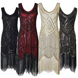 1920 vintage sequined dress beaded tassel dress Amazon popular high-end banquet short dress