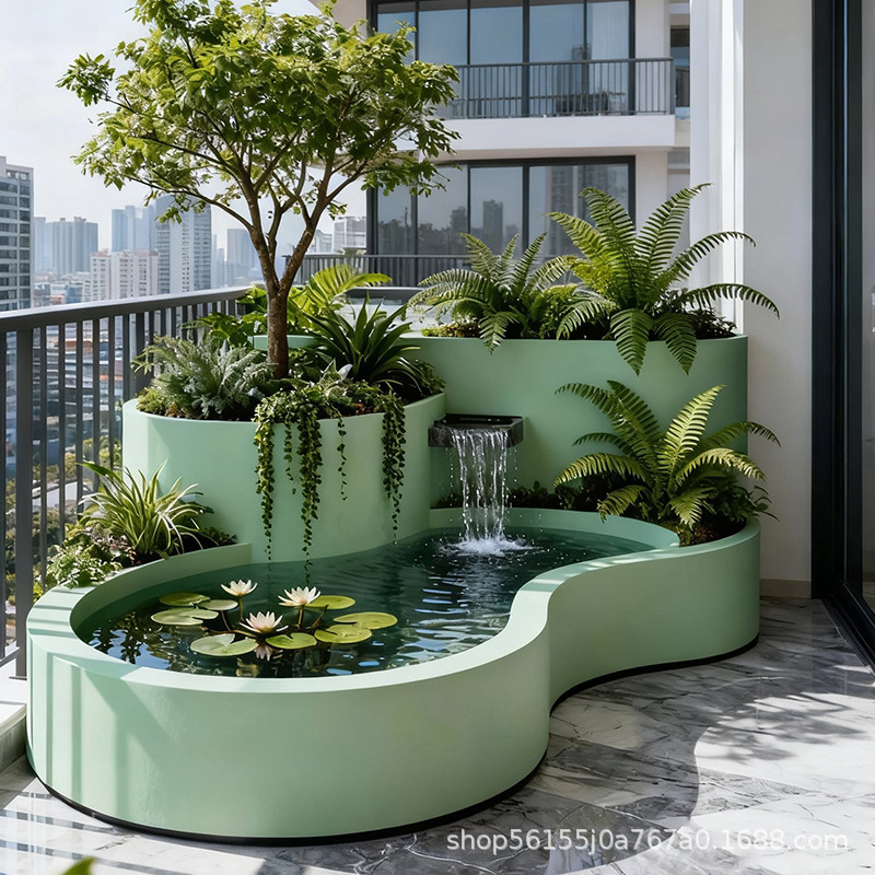 Aluminum Alloy Water Feature Flower Box Combination Courtyard Special-Shaped Outdoor Balcony Terrace Flowing Water Landscape Cascading Waterfall Fish Pond