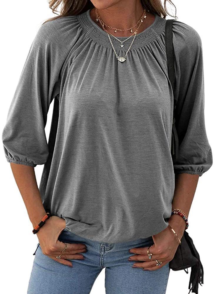 Elegant Solid Color Polyester Round Neck Long Sleeve Regular Sleeve T-shirt display picture 5