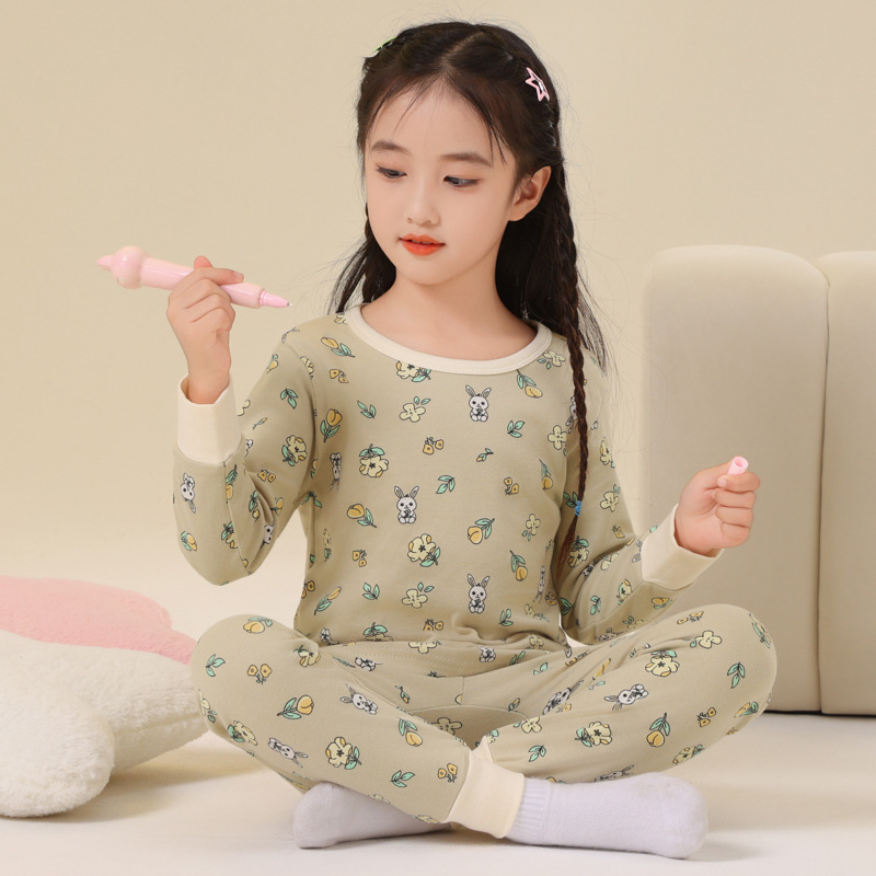 儿童秋衣秋裤男童睡衣纯棉女童保暖内衣中小童打底棉毛衫线衣线裤|undefined