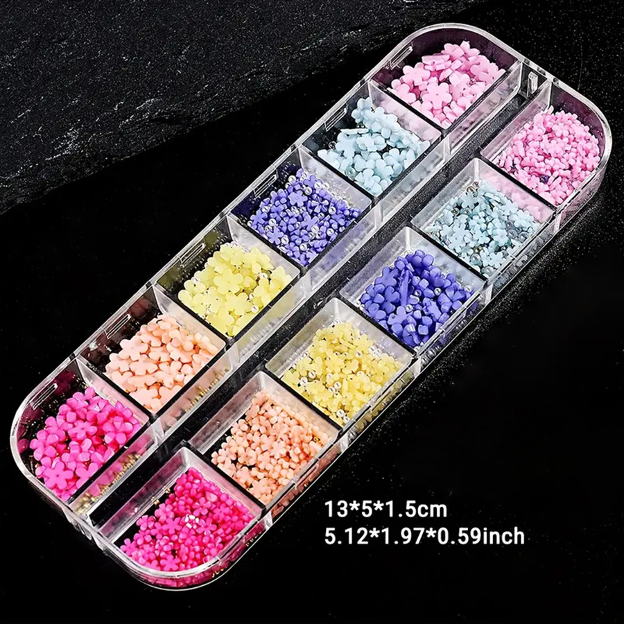 Accesorios de uñas calientes transfronterizos 12 grados de resina tridimensional de cinco flores de perlas mezcladas accesorios DIY