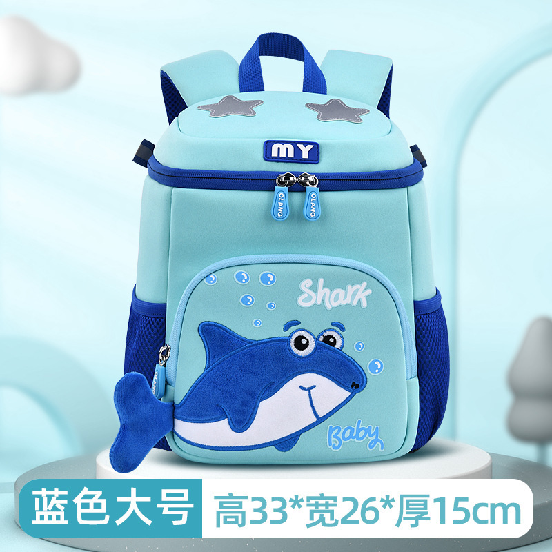 Nuevo tiburón lindo kindergarten Mochila pequeña, mediana y gran clase de protección de la columna vertebral material de buceo niños mochila fabricante en stock