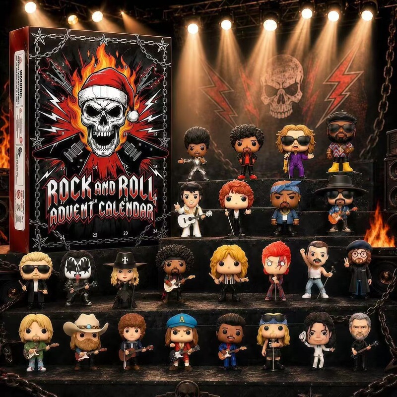 Rock-Themed Christmas Advent Calendar Mini Christmas Tree Ornament Set Gift Box