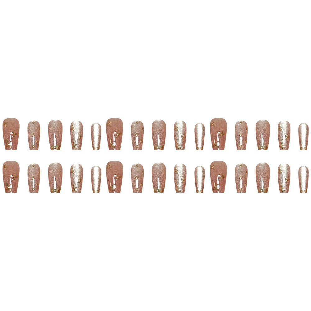 Puntas de uñas artificiales de ojo de gato hechas a mano, las más vendidas, pegatinas de uñas con lazo, juego de 30 piezas con tiras codificadas, puntas de uñas reutilizables.