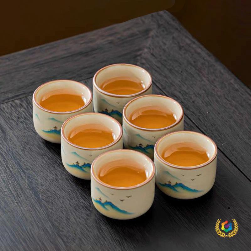 ✅围炉煮茶配件主人杯六杯陶瓷茶杯茶碗喝茶小杯子日式功夫茶具套
