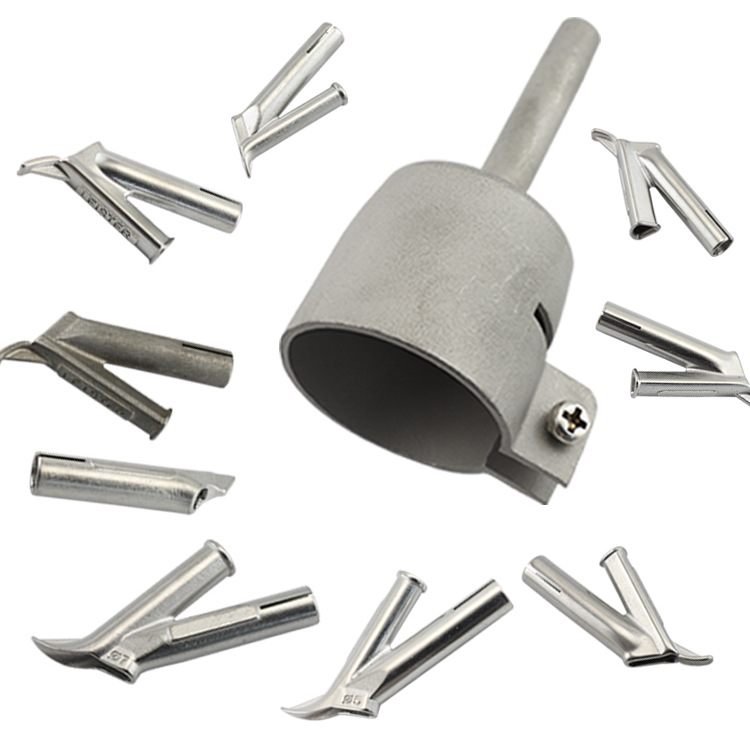 En stock al por mayor accesorios de pistola de soldadura de aire caliente boquilla de soldadura rápida de acero inoxidable boquilla de Punto Fijo triángulo boquilla redonda en forma de Y