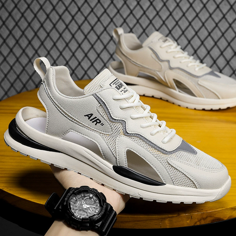 Сандалии мужские летние верхняя одежда повседневные спортивные нескользящие пляжные тапочки мужские сетчатые дышащие тапочки с открытым носком мужской стиль