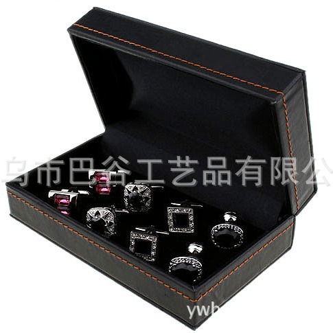 皮质袖口盒 高档皮盒 厂家生产pu皮袖扣盒 袖口礼品包装盒