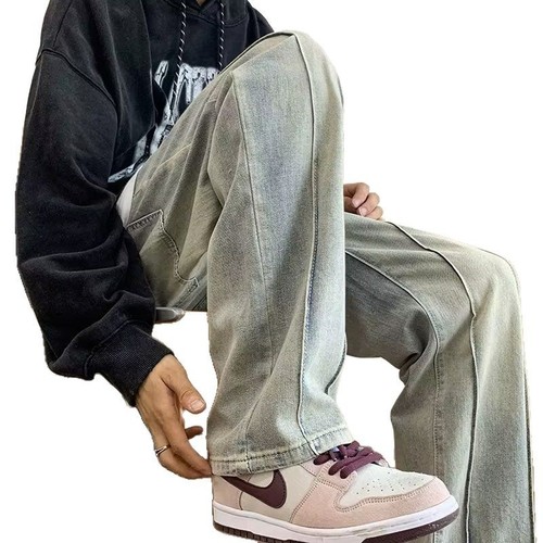 Urban Style Spring 2025 Personality Letter Denim Jeans Hip-Hop Instagram Trendy High Street Fashion Cool Streetwear Long Pants