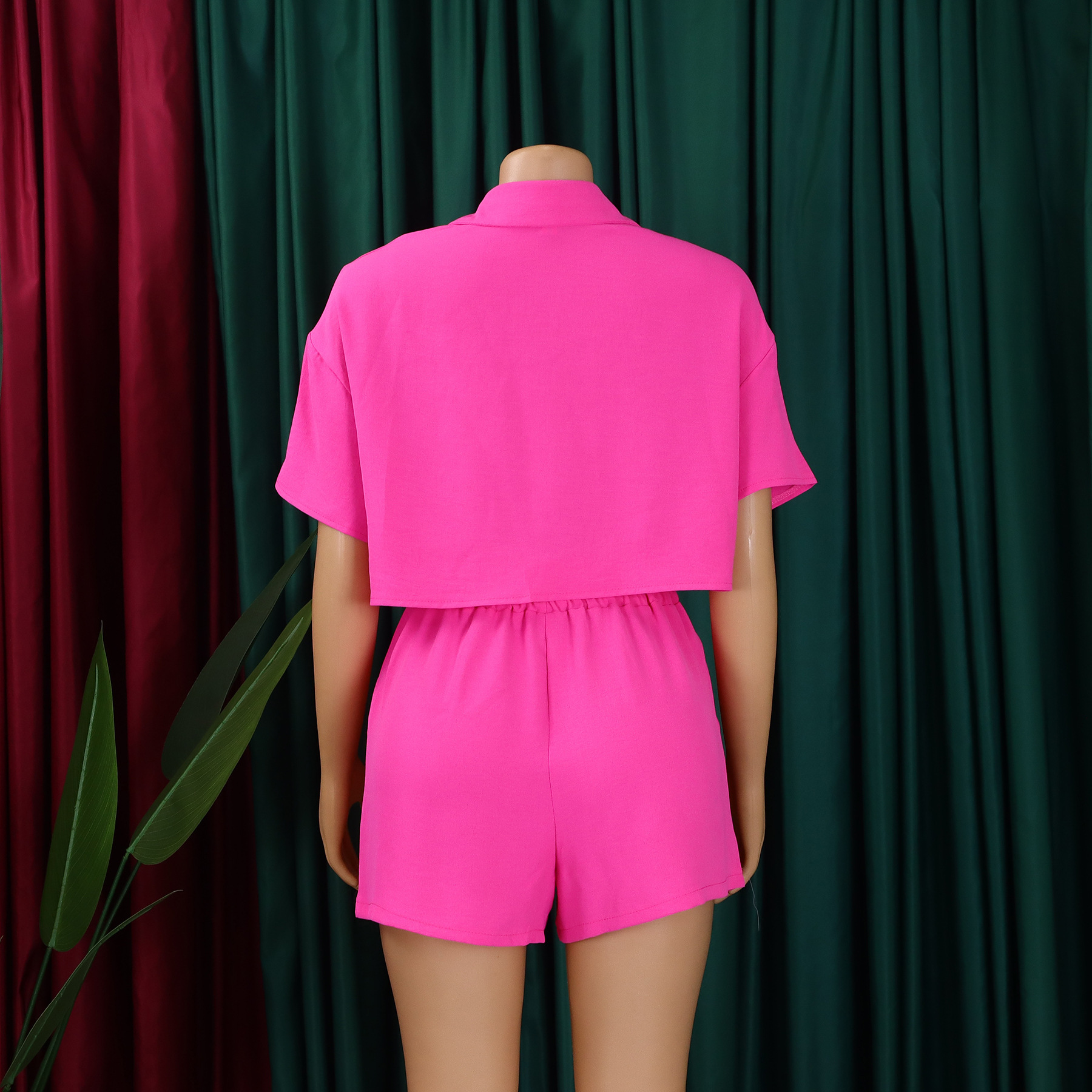 Women's Clothing summer new casual lapel short sleeved shirt shorts fashionable suit_mkmklike.com