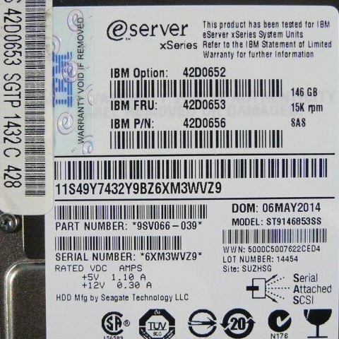 IBM X3850M2 X3950M2硬盘42D0652 42D0653 42D0656 146G 15K