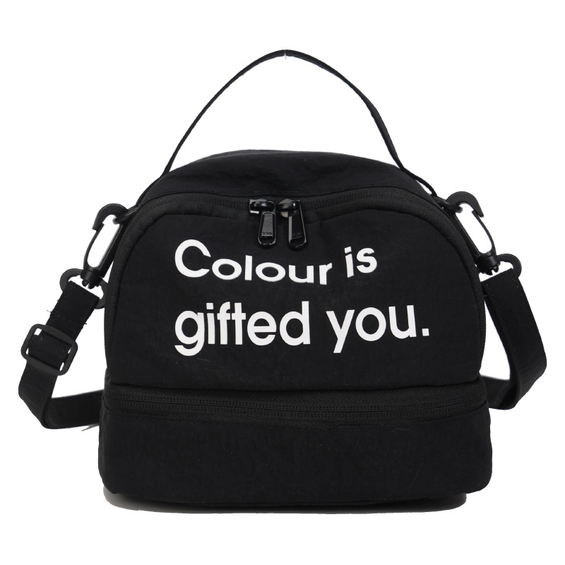 Bolso de moda coreana 2025 nuevo bolso femenino de lona estilo universitario letra bolso de hombro bolso de mensajero de color de contraste casual