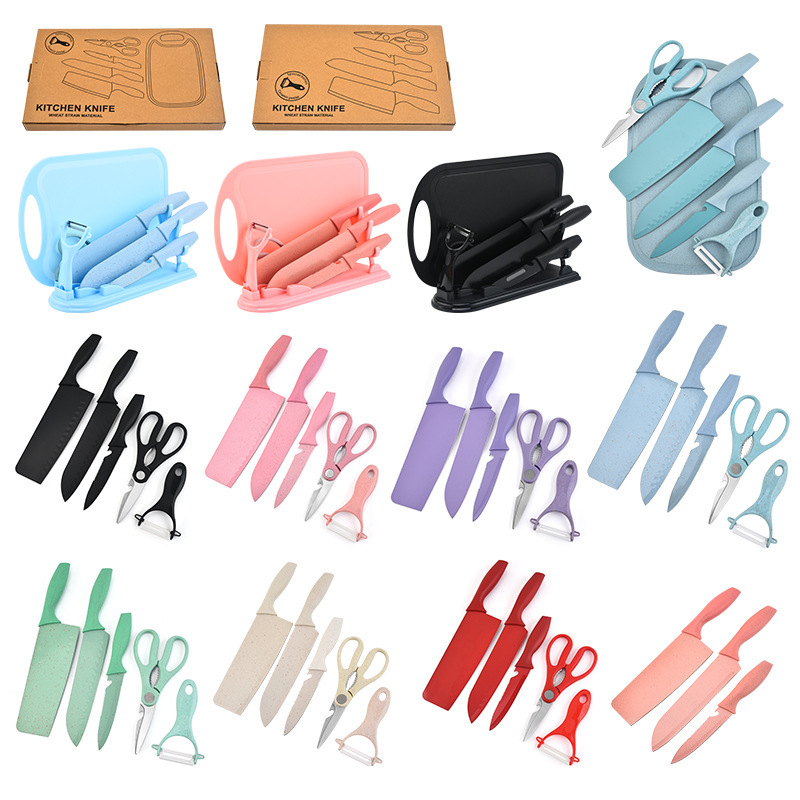 Fábrica al por mayor cuchillo de paja con cuchillo de mesa de cocina cuchillo de cocina caja