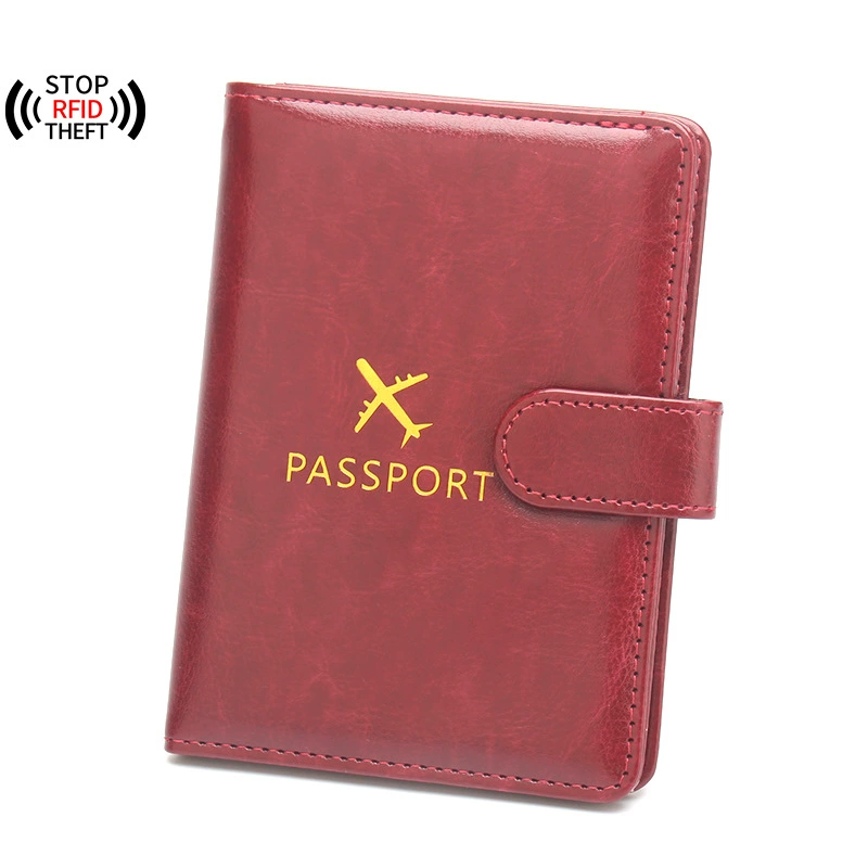 Wallet Anti -magnetic passport clip Multi -function multi -function multi -function multi -plug card seat folding buckle and fastening passport Ben leather card clip bag