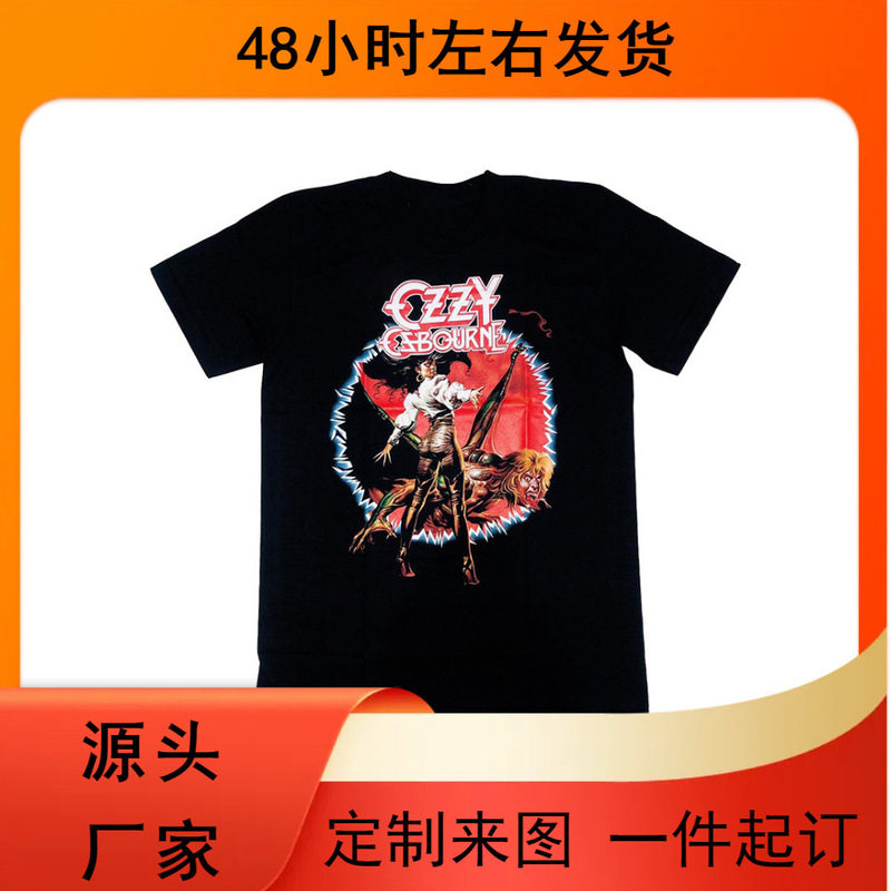 Ozzy Osbourne Heavy Metal Godfather European and American Trendy Rock Short-Sleeved Men's Direct Spray T-Shirt