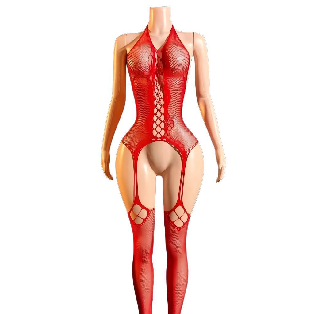 Fábrica de ropa interior de mariposa transfronteriza Temu europea y americana sexy cuello colgante uniformes de malla seducción amor 748