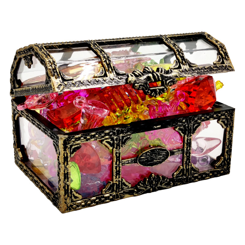 Juguete de Gema para niños Diamond Girl Toy 4-6 años de edad Princesa Juguete de acrílico de plástico gema Crystal Treasure Chest