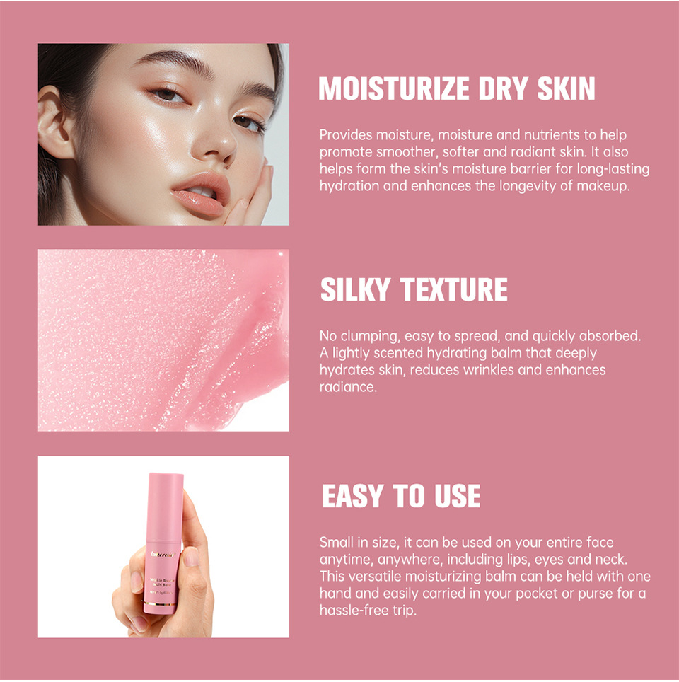 Lakerain Rosa Lippenbalsam Multi-Balm Feuchtigkeitsspendend mit Faltenreduzierung und Feinen Linien Reduzierung – Detail 2