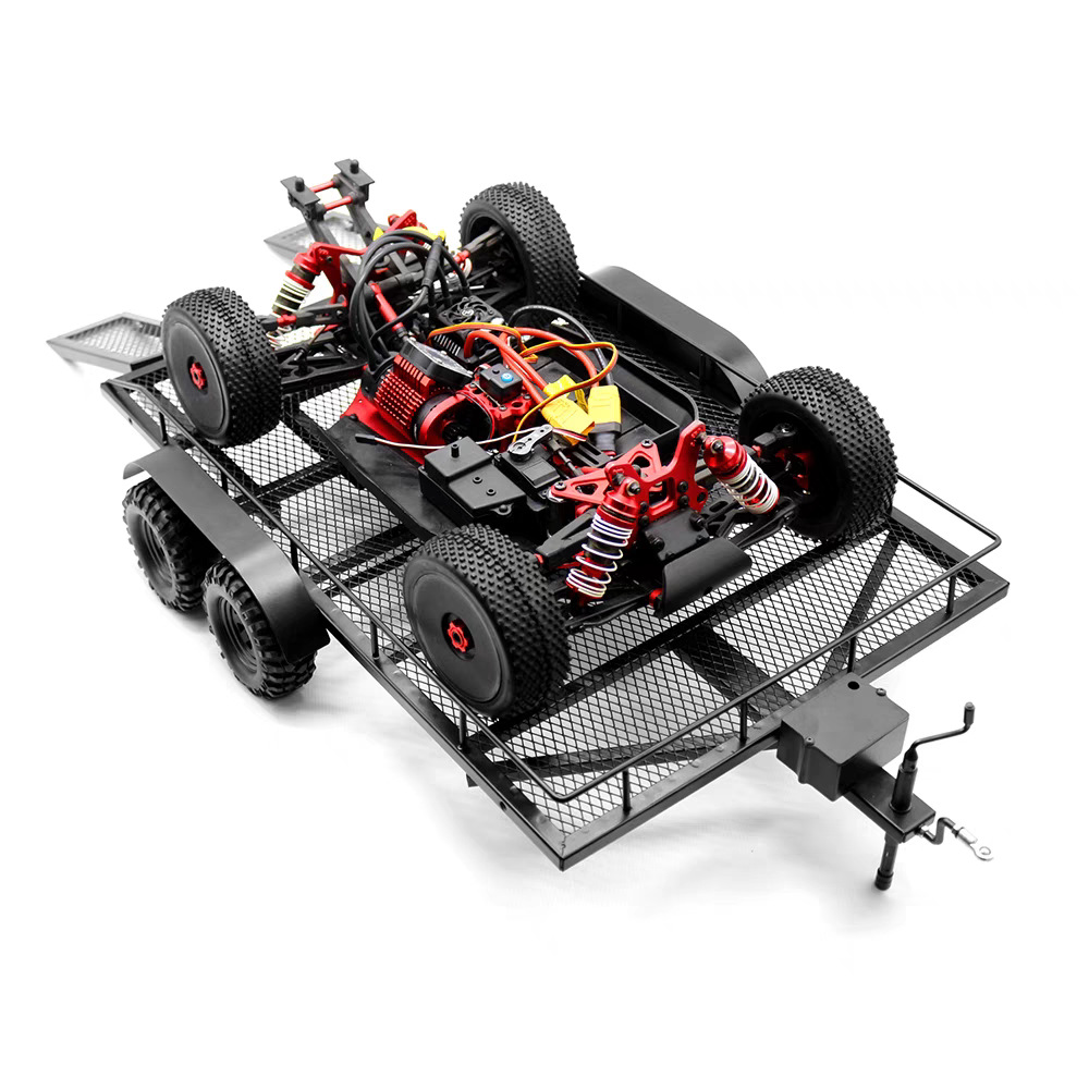 1/8 Dual-Axis Metal Trailer Remote Control Model Climbing Car Trx-4 Tank Scx6 With Light Set + Metal Storage Box