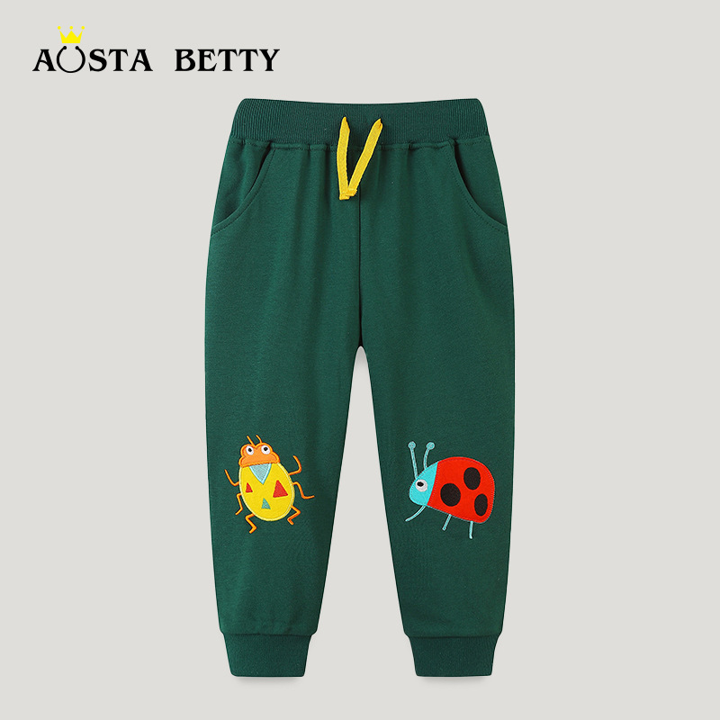 Suministro Transfronterizo AostaBetty, Sudadera y Pantalones para Niños, Novedades de Otoño, Estilo Europeo y Americano, Pantalones Deportivos Bordados con Dibujos Animados