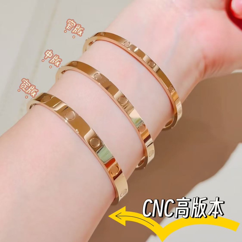 Factory In-Stock V-Gold Narrow, Medium, and Wide Version Love Bracelet, Cnc High-End Version, 18K, Unisex Factory In-Stock V-Gold Narrow, Medium, and Wide Version Love Bracelet, Cnc High-End Version, 18K, Unisex