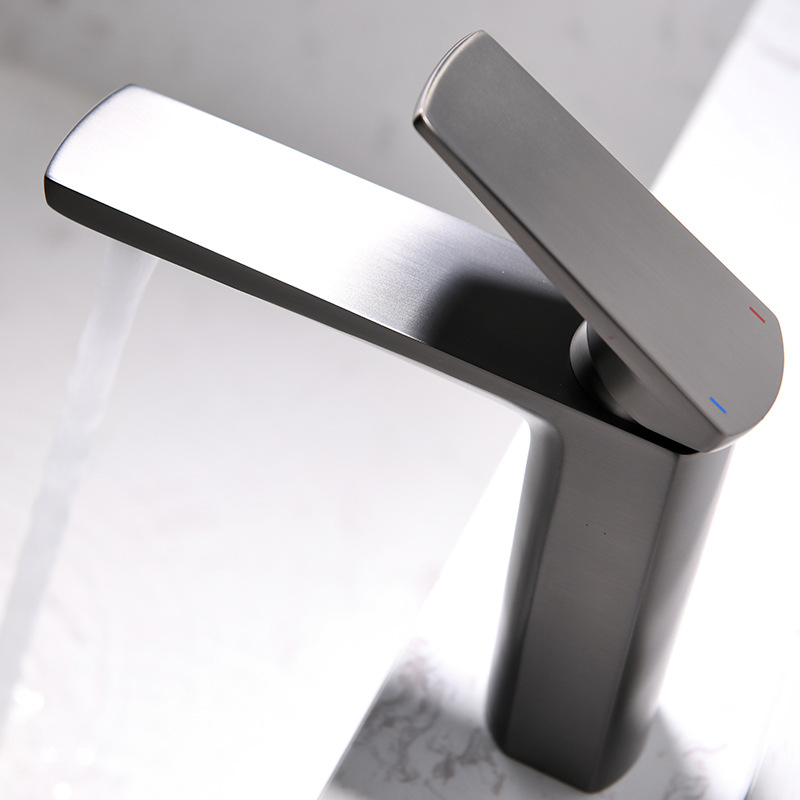 Bathroom household undercounter basin full copper basin faucet hot and cold washbasin hand basin bathroom cabinet gun gray