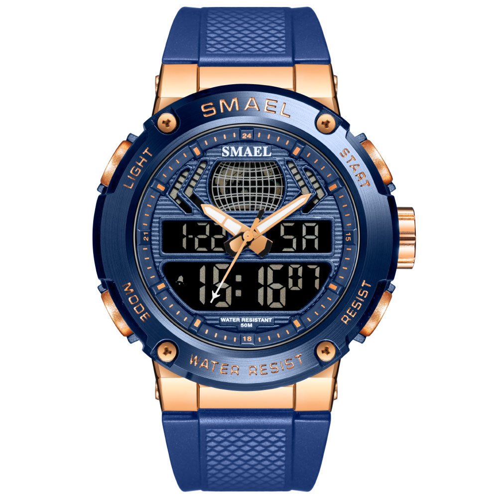 Smair SMAEL8032 moda deportes impermeable reloj doble pantalla reloj de los hombres sincronización alarma LED reloj electrónico