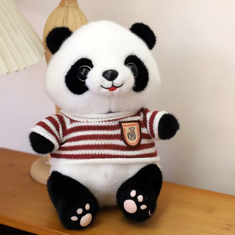 Red striped sweater panda