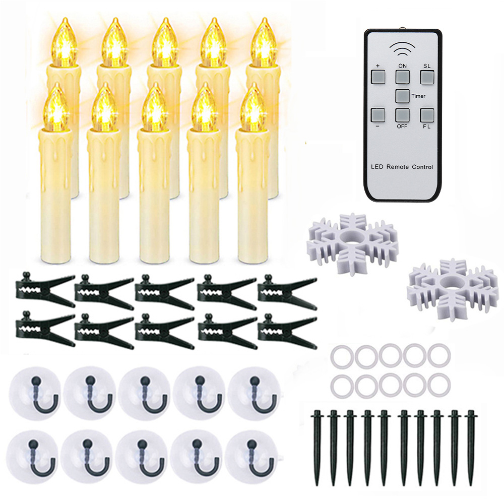 Clip de árbol de navidad vela con accesorios de gancho lámpara de mantequilla decorativa ventana luz de vela control remoto barra electrónica cera transfronteriza