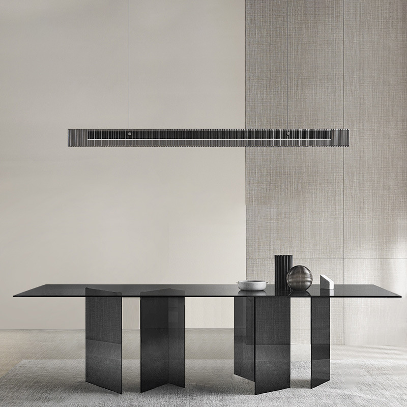 Lámpara del restaurante de vidrio minimalista italiano simple Villa individual gran mesa de comedor de piso plano bar de la isla de una lámpara larga