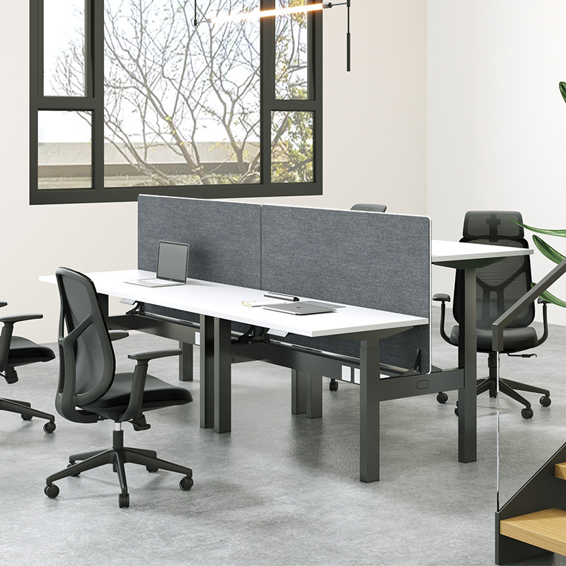 Electric Adjustable Desk, Smart Computer Desk, Staff Desk, Double Standing Workbench, Office Desk and Chair Combination