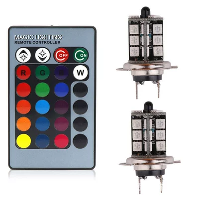 H3 H4 H7 H8 H11 – Fog lamp - 27-lights-1-remote-control-h7-one-pair-colorful