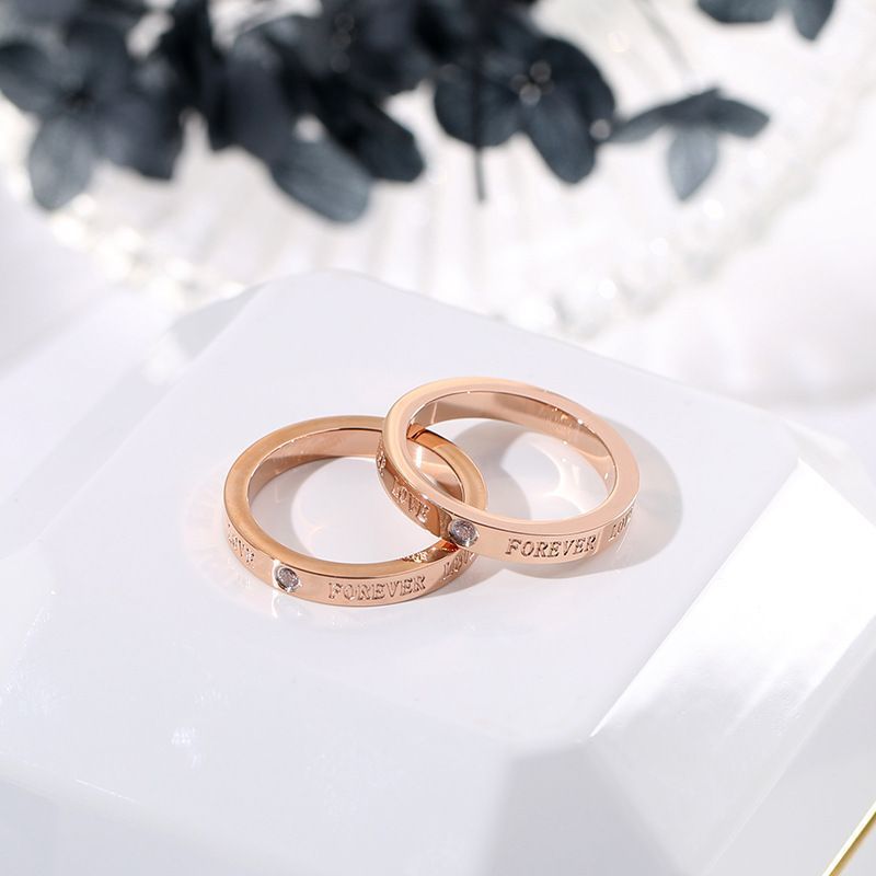 Index Finger Ring Female Ins Korean Style Student Simple Personality Social Internet Popular Couple Girlfriend Male Titanium Steel Rose Gold Plating