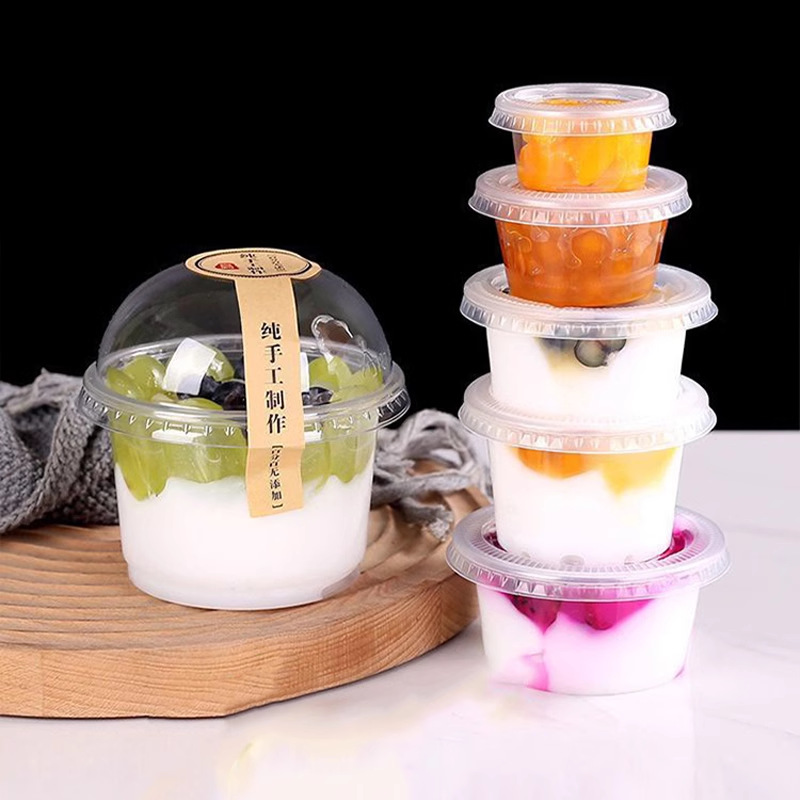 Taza de pudín Caja de embalaje desechable Leche de piel doble Pesca de frutas Tazón de postre Yogur Polvo de hielo Plástico especial con tapa al por mayor