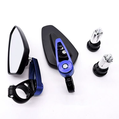 Motorcycle Sports Car Aluminum Alloy Motorcycle rearview mirror - handlebar-rear-view-mirror-blue-white-glass
