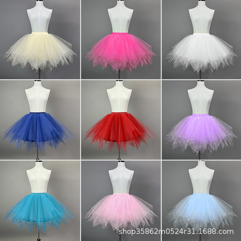 European and American foreign trade plus size adult petticoat half-length gauze skirt boneless multi-color skirt performance activity puffy ballet skirt female
