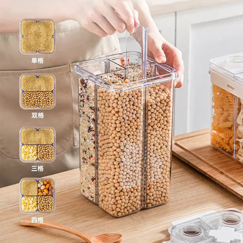 Large-capacity multi-compartment grain storage tank kitchen food storage multi-functional seal box grain fresh-keeping plastic bottle