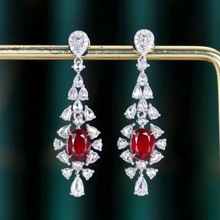 High Jewelry Sense 1.83g 18k Gold Natural Mozambique Pigeon Blood Red Ruby Earrings GRC Certificate of Authority