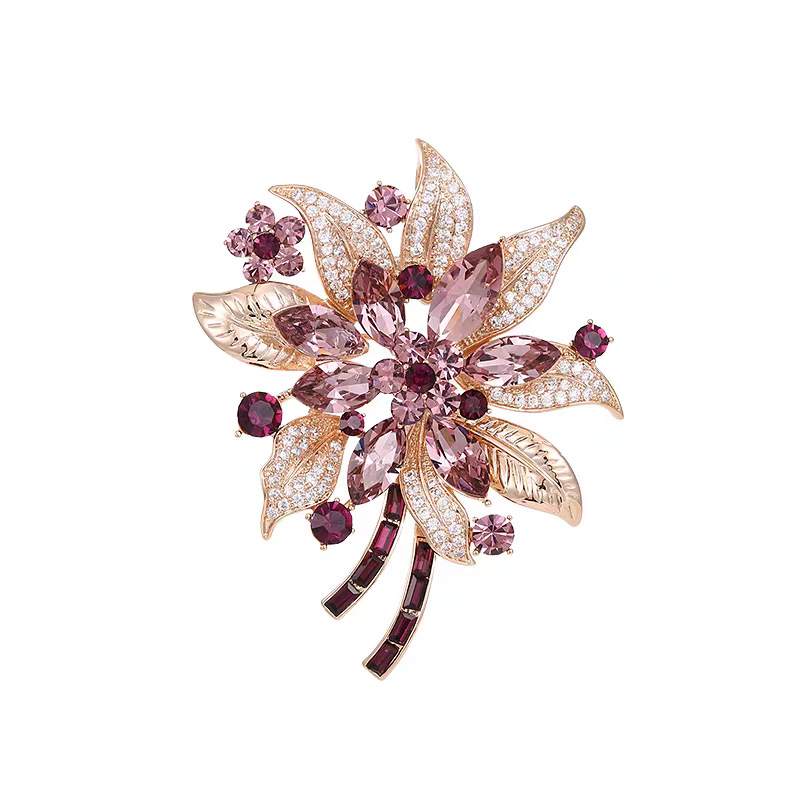 Kristallen broche voor dames rozenbloem speld luxe accessoire_voghion.com