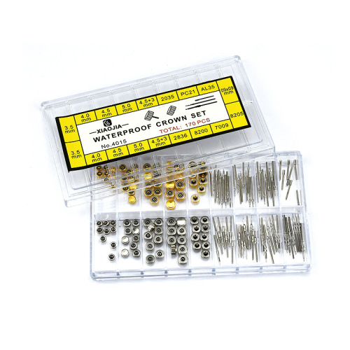 Watch accessories, boxed glue handles, crowns, watch stems, watch repair parts, copper, gold and silver handles, multiple models