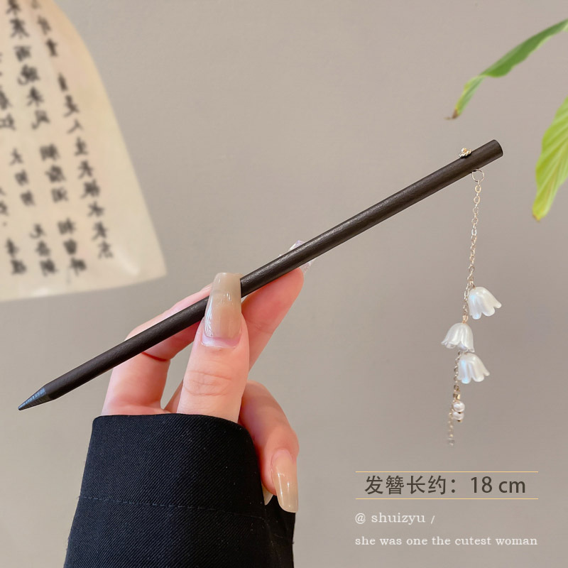 Horquilla de flores con flecos de estilo antiguo, sentido de alto nivel femenino, horquilla de cabello Hanfu de todo fósforo, horquilla de cabello en la parte posterior de la cabeza, tocado