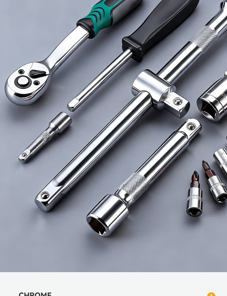New thickened three-layer folding tool set, 85 pieces, in a metal box, multifunctional repair ratchet wrench, high hardness socket