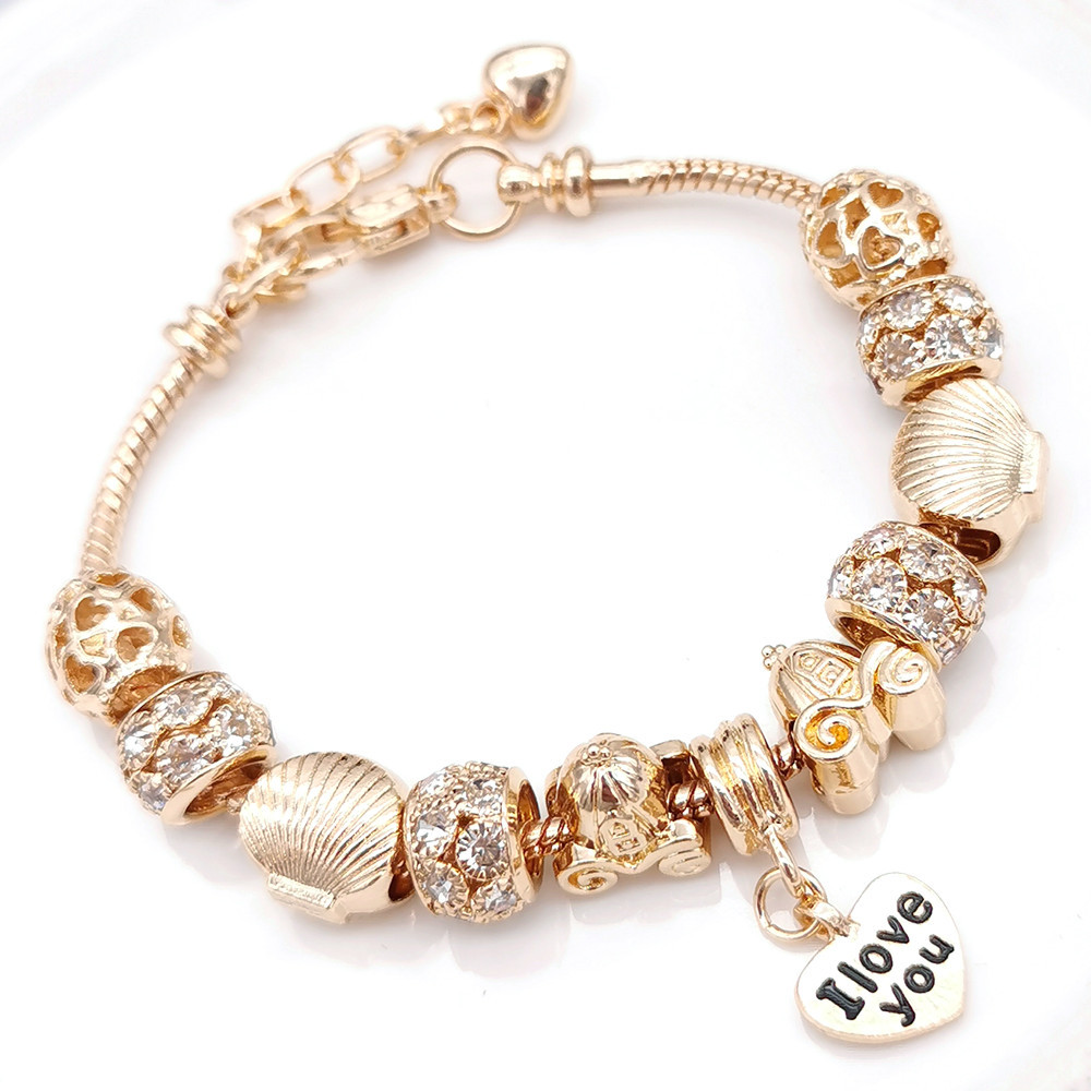 40g Weight Alloy Pendant Material Diamond Inlay Material Bracelets Classification Alloy Chain Material 1 Piece Quantity Holiday, Daily, Street Occasion Alloy Material Letter, Heart Shape Pattern Unisex Gender Plating Design Simple Style Style Simple Style Letter Heart Shape Diamond Alloy Wholesale Bracelets 2