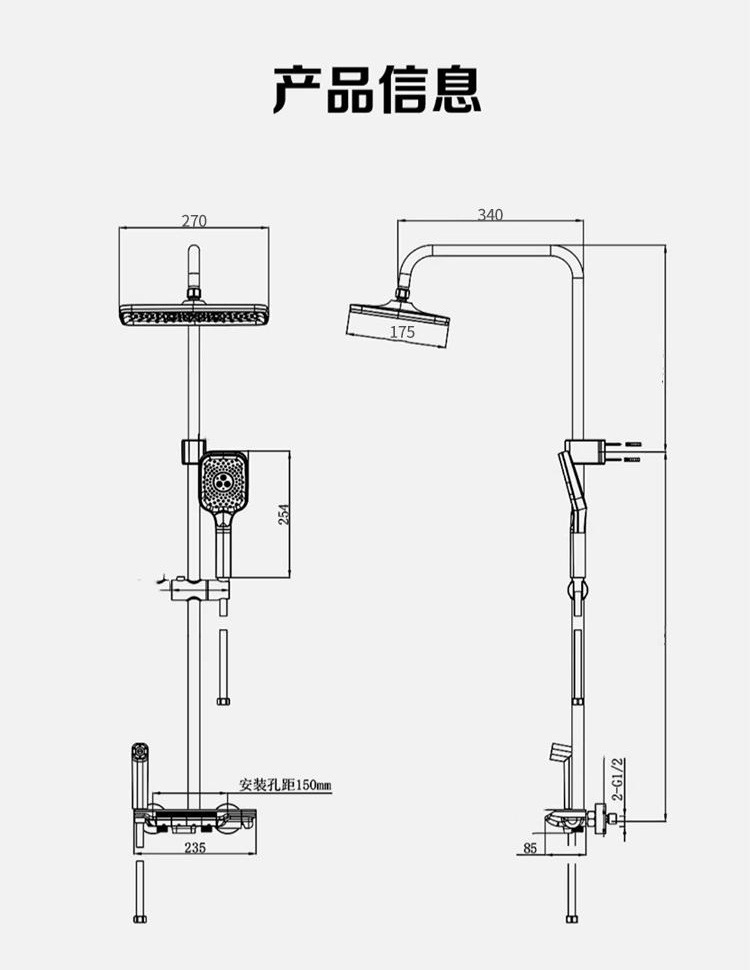 Shower head set, home all-copper bathroom constant temperature gun, grey pressurized hot and cold shower head, complete set for bathroom shower undefined