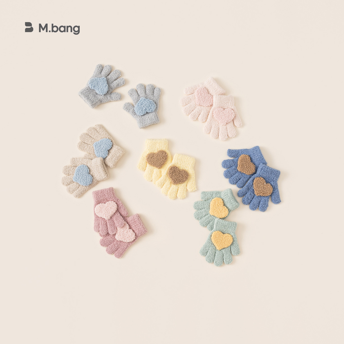 Yoobao ropa infantil guantes de niñas amor guantes de lana otoño y invierno nuevo bebé dulce guantes de punto de cinco dedos