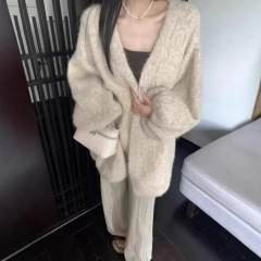 韩系慵懒风软糯毛衣外套女2025秋冬宽松大版加厚洋气针织开衫外搭