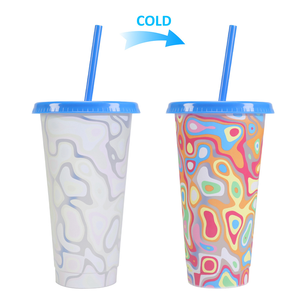 Spot transfronterizo de 710ml taza de plástico de color frío de gran capacidad PP taza de té con leche bebida fría con taza de paja con fábrica de inspección NBCU