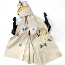 湘绣围巾女丝巾桑蚕丝刺绣旗袍披肩杭州丝绸妈妈礼品新中式围巾