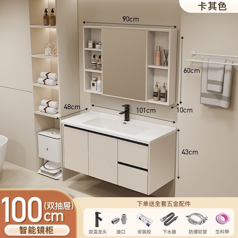 Gabinete de baño de aluminio inteligente espacial grueso combinación lavabo lavabo en cerámica lavabo fábrica de inodoro al por mayor